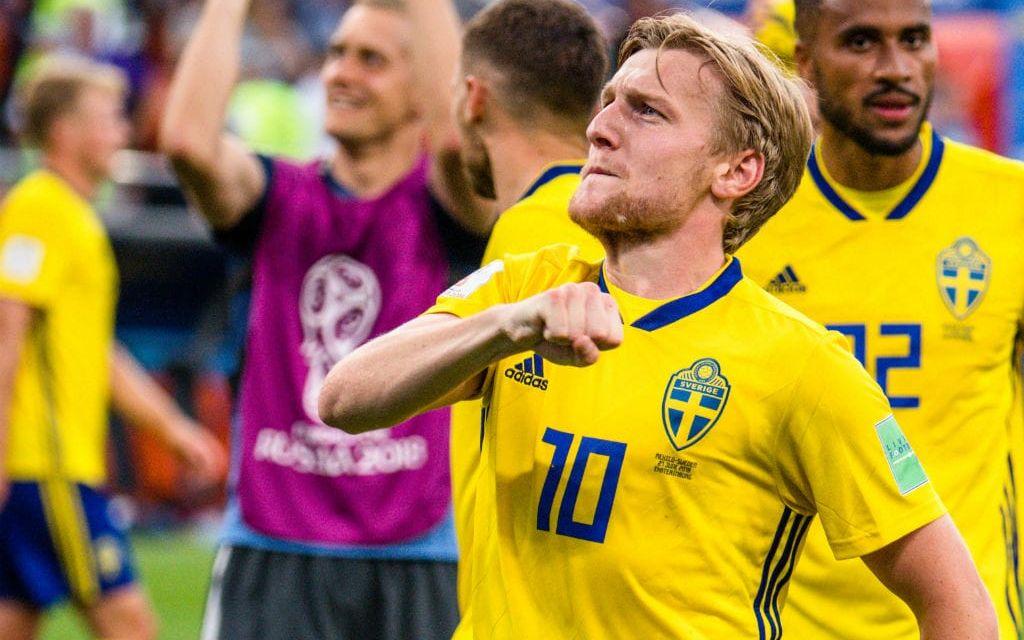 Emil Forsberg efter segern mot Mexiko. Bild: Joel Marklund