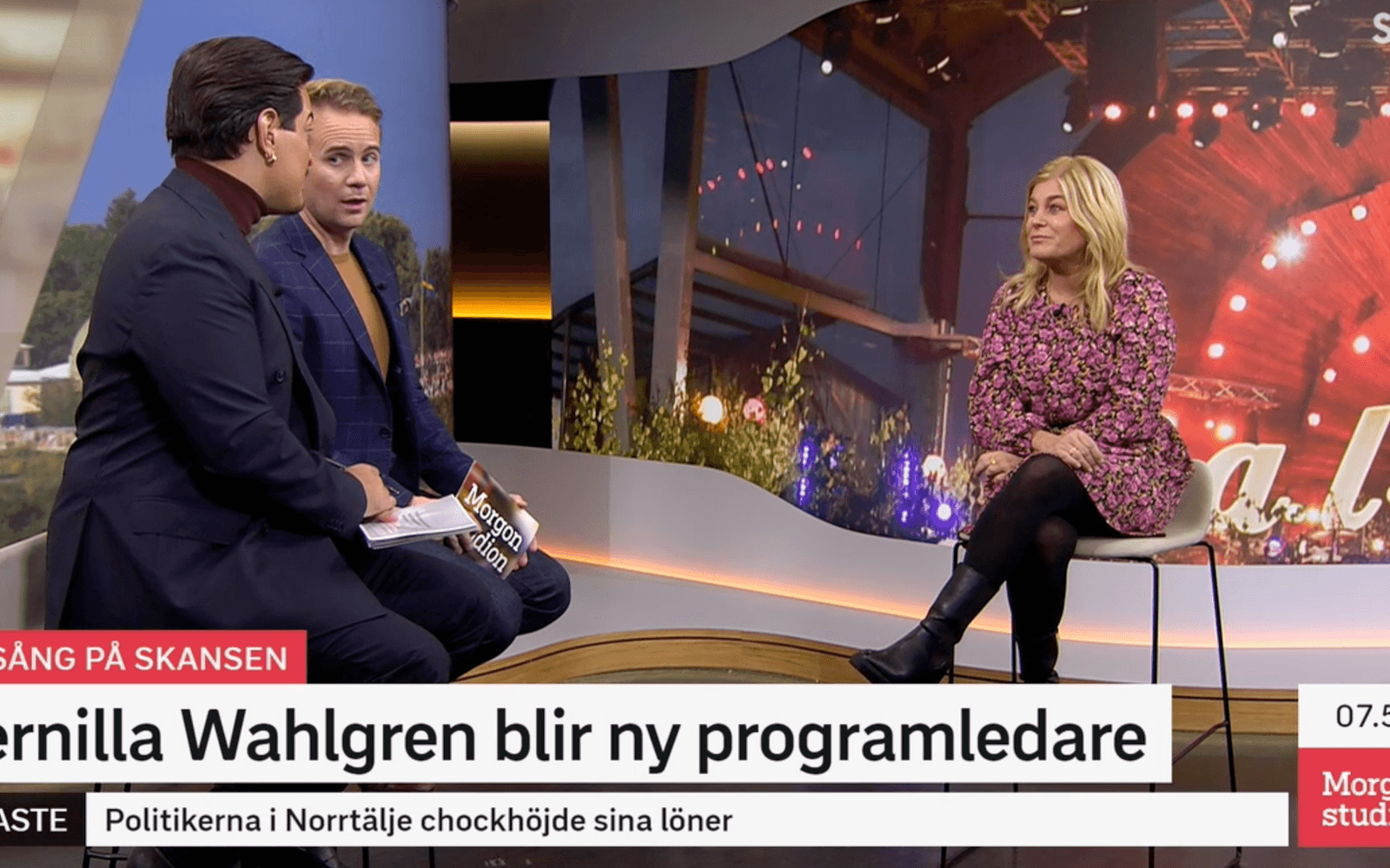 Efter stort hemlighetsmakeri avslöjades Pernilla Wahlgren som ny programledare för ”Allsång på Skansen” i SVT:s morgonstudio.