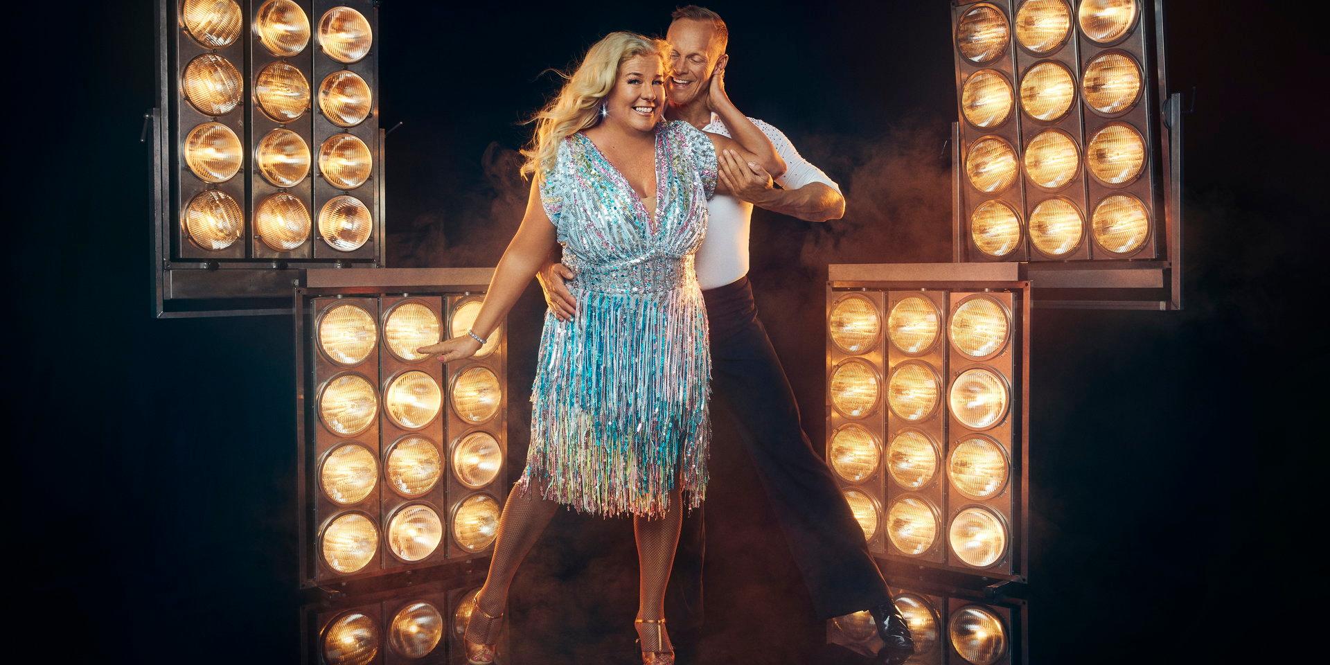 Mia Parnevik och dansaren Tobias Karlsson blev första par att röstas ut ur TV4:s 'Let's dance'. Pressbild.