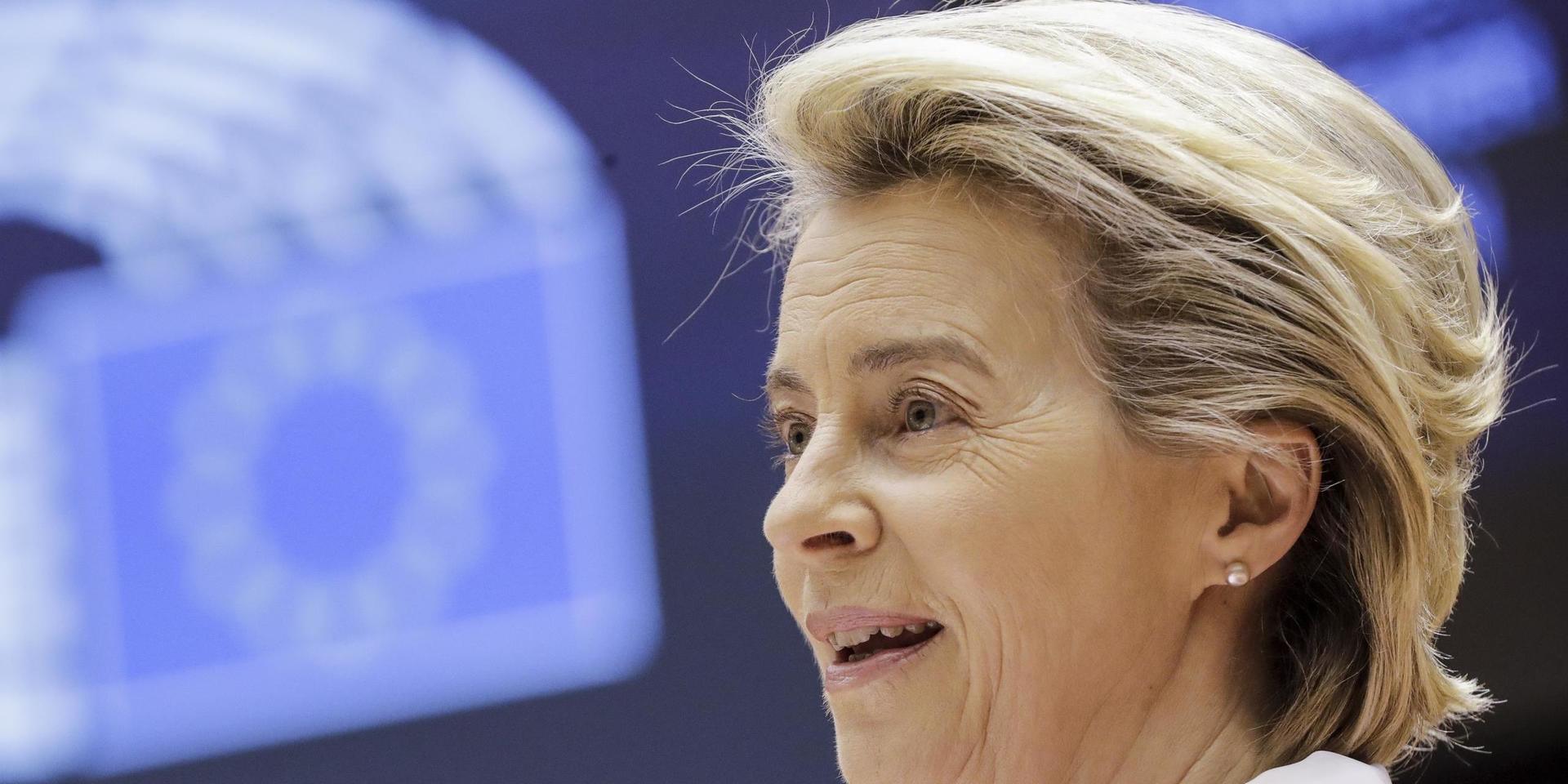 EU-kommissionens ordförande Ursula von der Leyen välkomnar EU-parlamentets ja till handels- och samarbetsavtalet med Storbritannien.