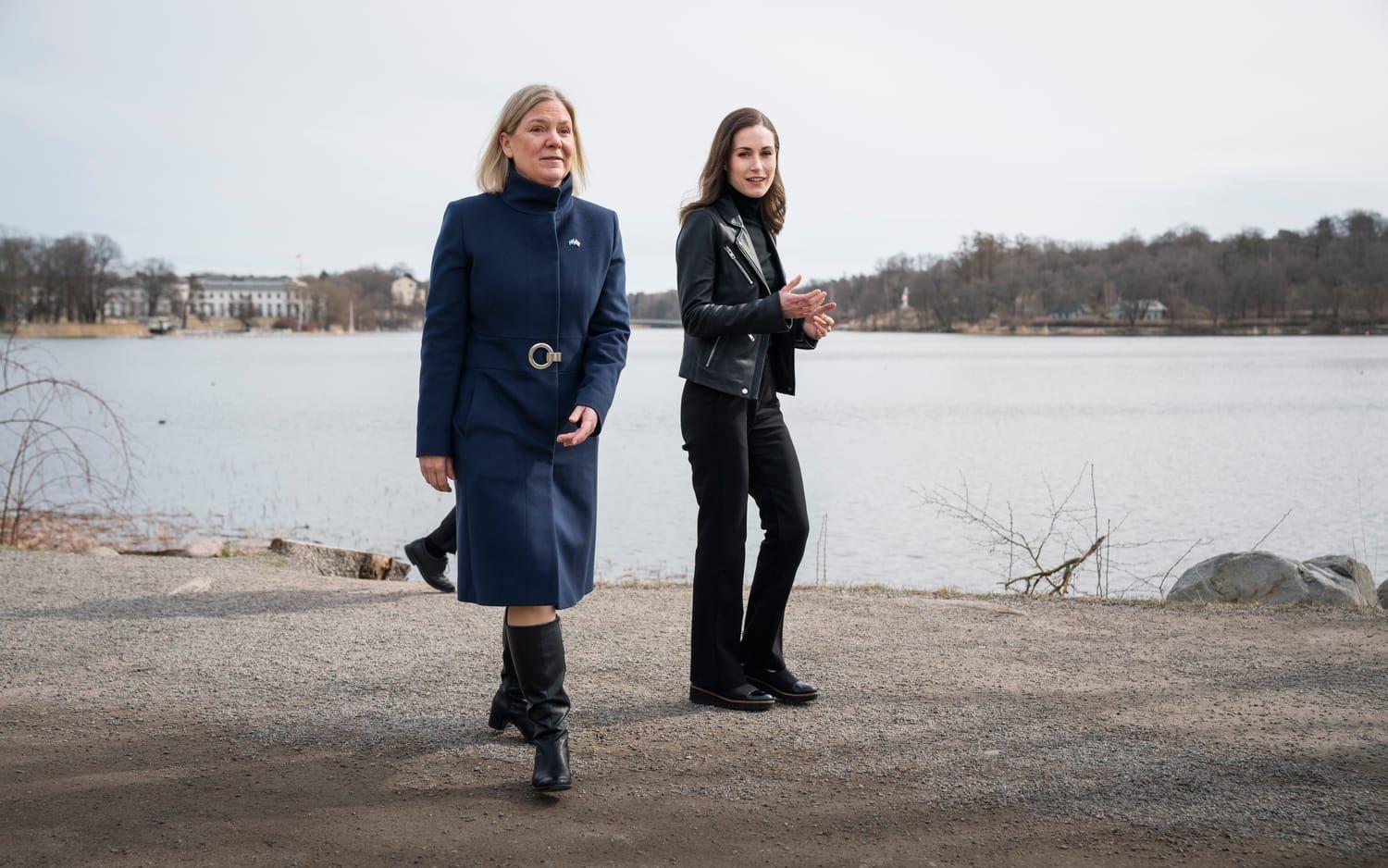 Statsminister Magdalena Andersson möter Finlands statsminister Sanna Marin i Stockholm.