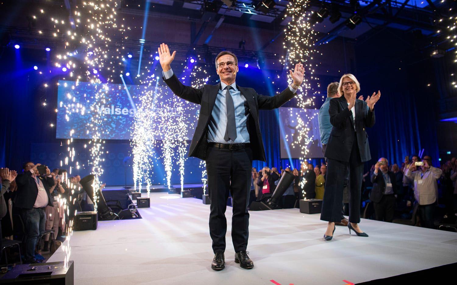 Moderaternas partiledare Ulf Kristersson på valkonventet Sverigemötet 2022 i Conventum Arena i Örebro.