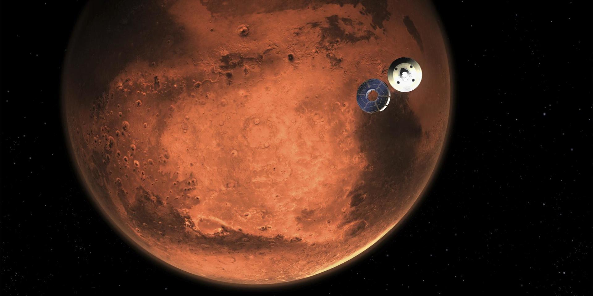 Perseverance på väg mot Mars. Illustration av Nasa. Foto: Nasa/AP/TT