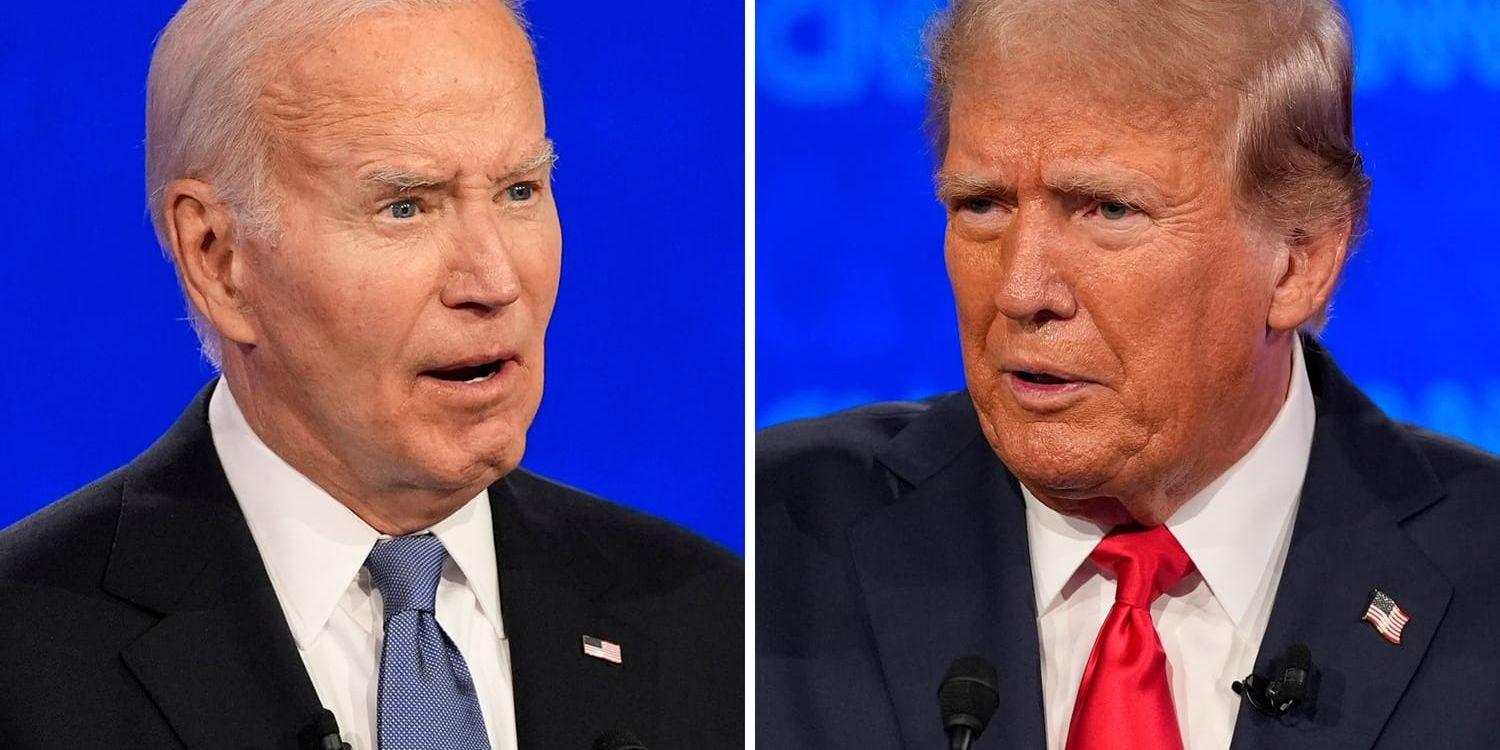 Presidentvalsdebatten i tv-kanalen CNN mellan president Joe Biden och ex-president Donald Trump gav små utslag på marknaden. Bildmontage.