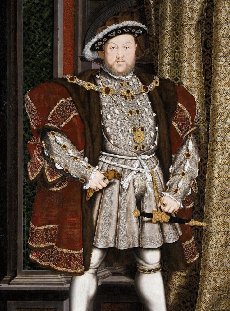 Den engelske kungen Henry VIII(1491-1547) i det kända porträttet av Hans Holbein den yngre.
