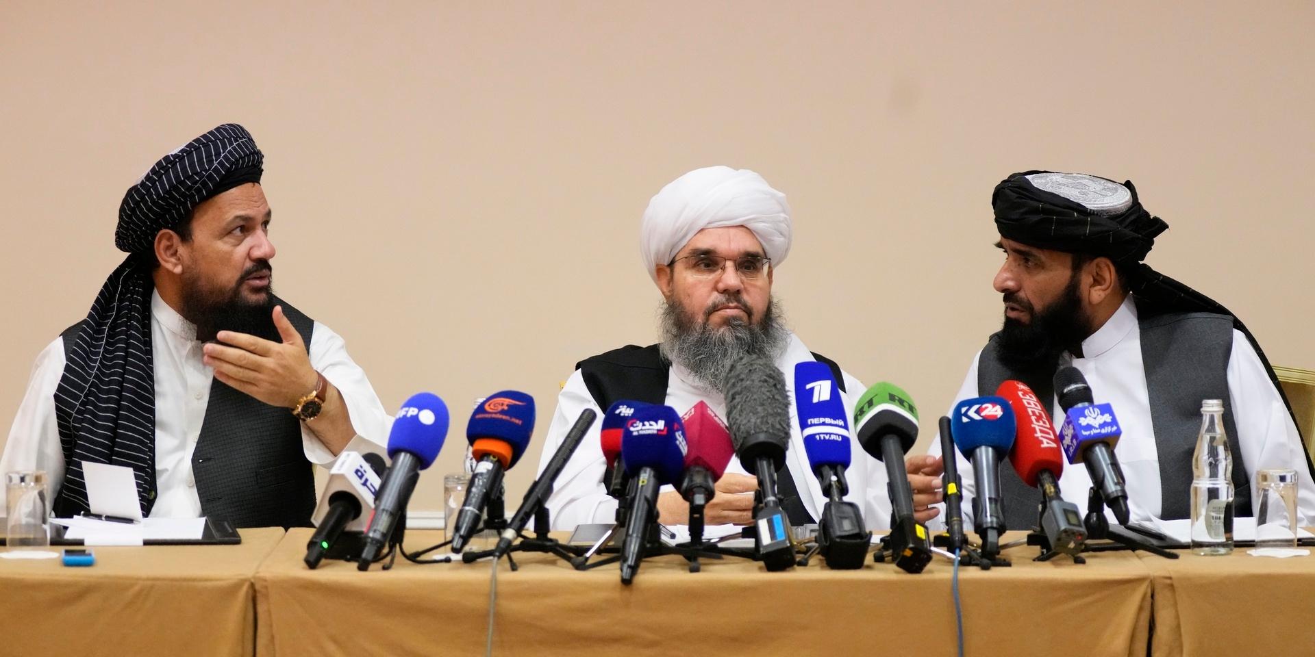 En delegation med talibaner höll presskonferens i Moskva i förra veckan.