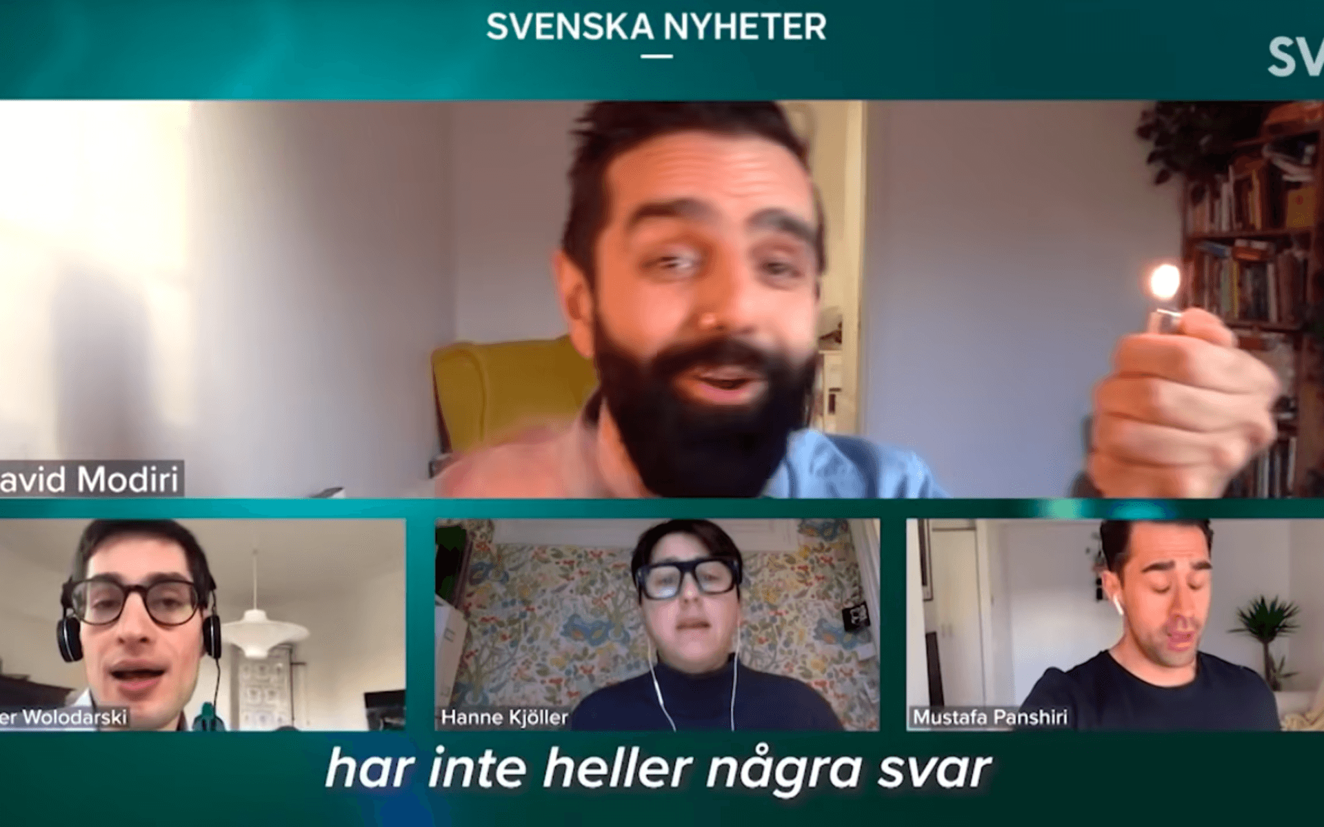 Skärmbild ur SVT:s hyllade inslag i programmet ”Svenska nyheter”. 